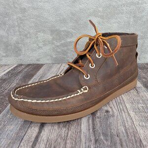Sperry Top Sider Chukka Boots 9.5 High Tops Dark Brown Leather Lace Up Preppy